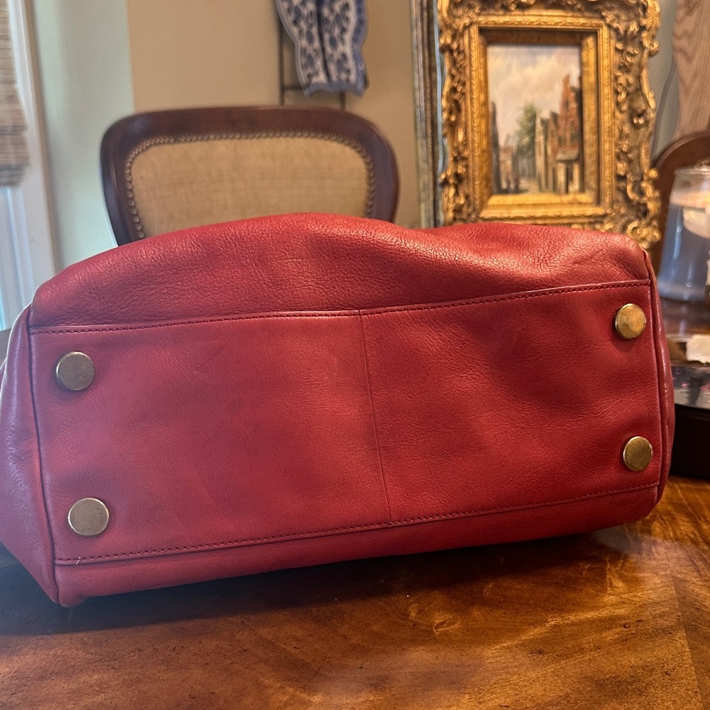 Fossil Cherry Red Leather Tote - Picture 11 of 12
